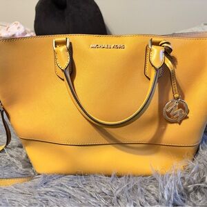 Michael Kors Yellow Saffiano Leather Tote with MK Charm